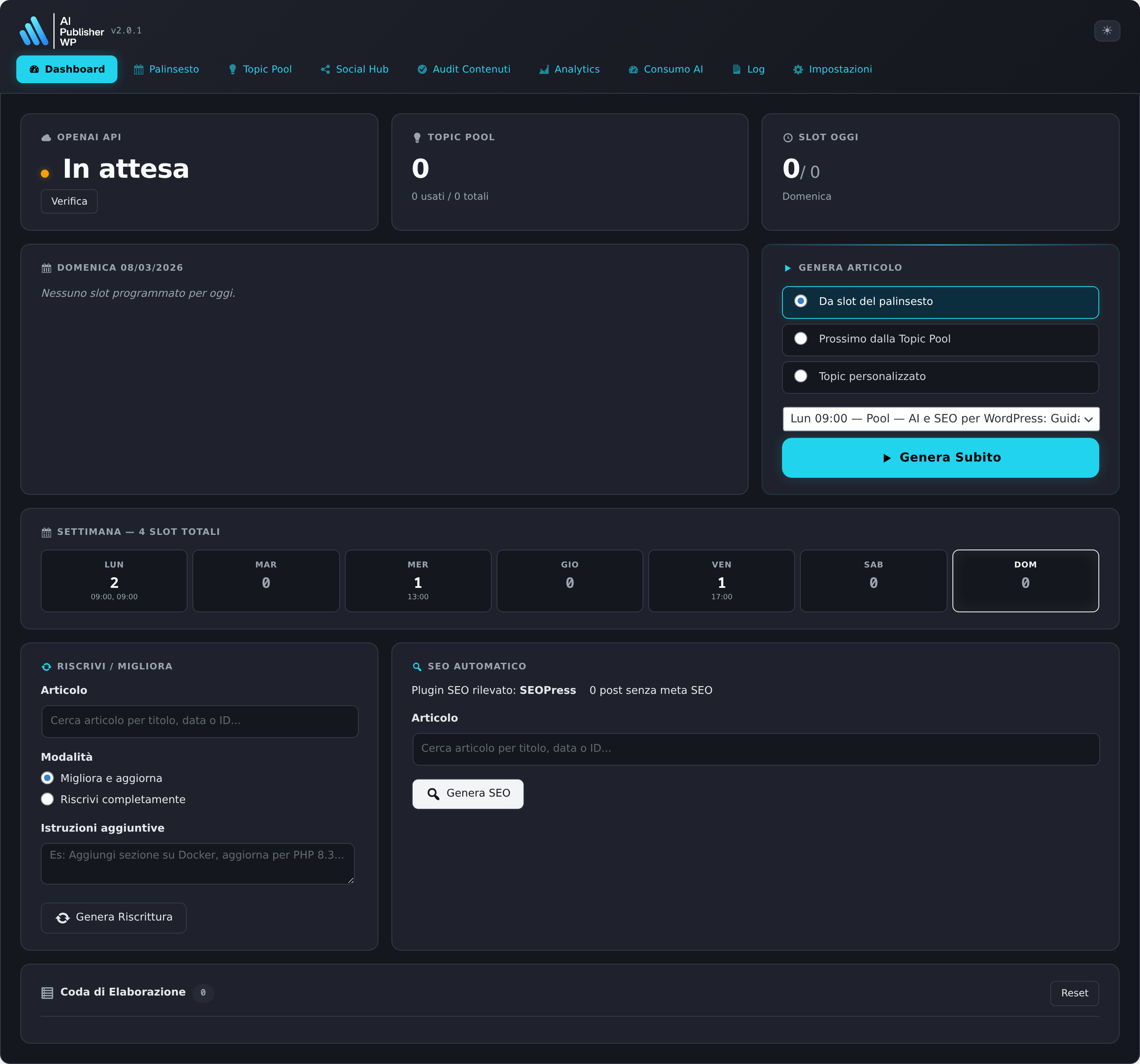 Dashboard AI Publisher WP