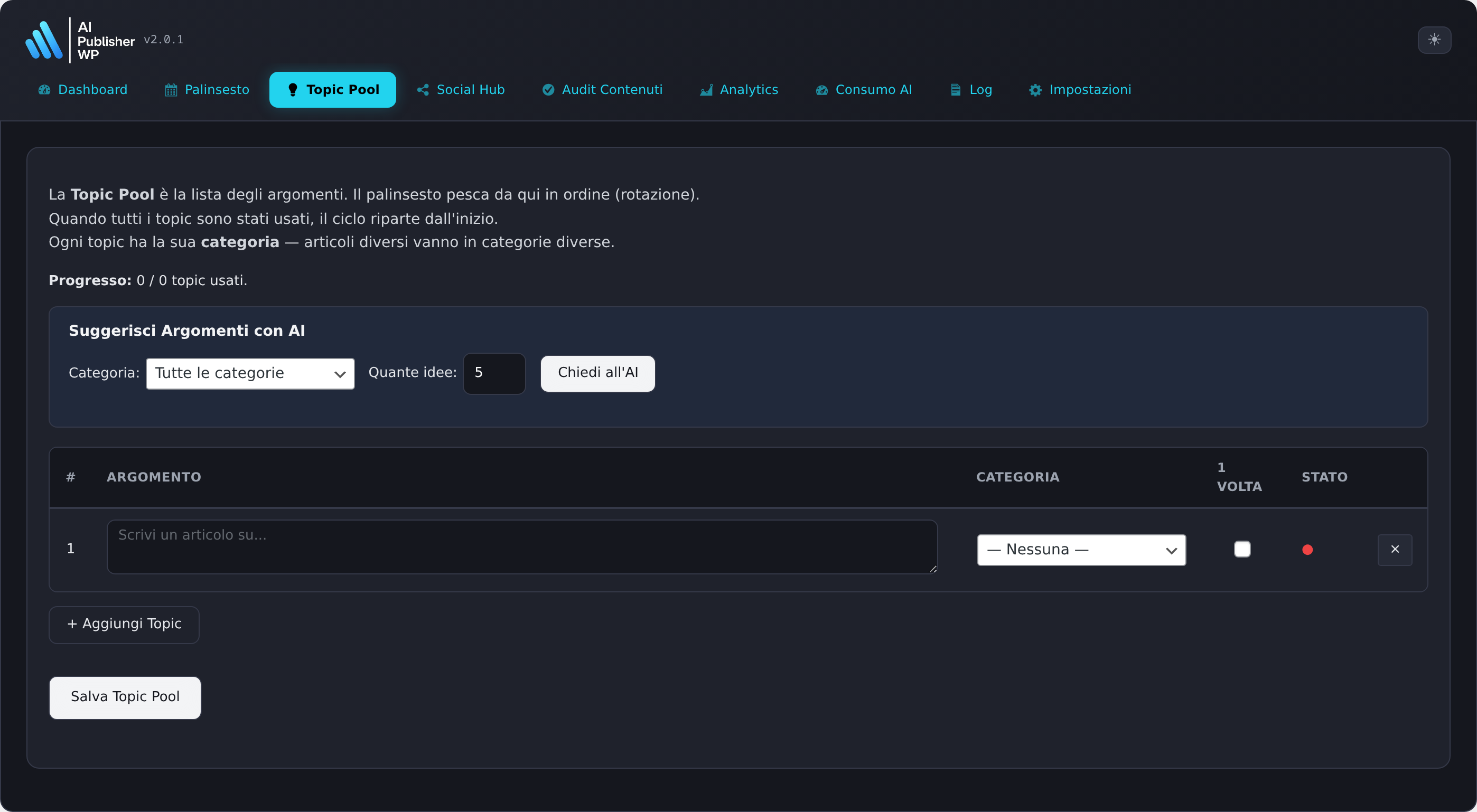 Arricchisci con il Topic Pool